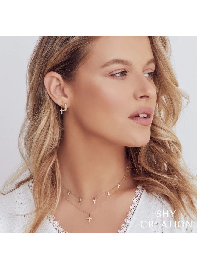 14WG Diamond Cross Necklace (0.06ct)