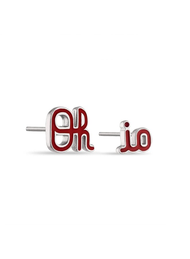 Ohio State Script OH-IO Stud Earrings
