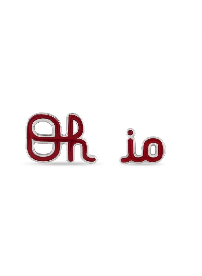 Ohio State Script OH-IO Stud Earrings