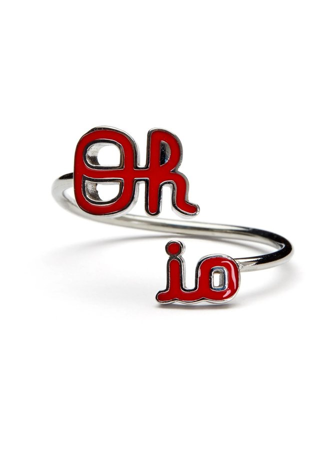 Ohio State Script OH-IO Adjustable Ring - Red