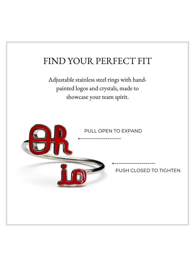 Ohio State Script OH-IO Adjustable Ring - Red