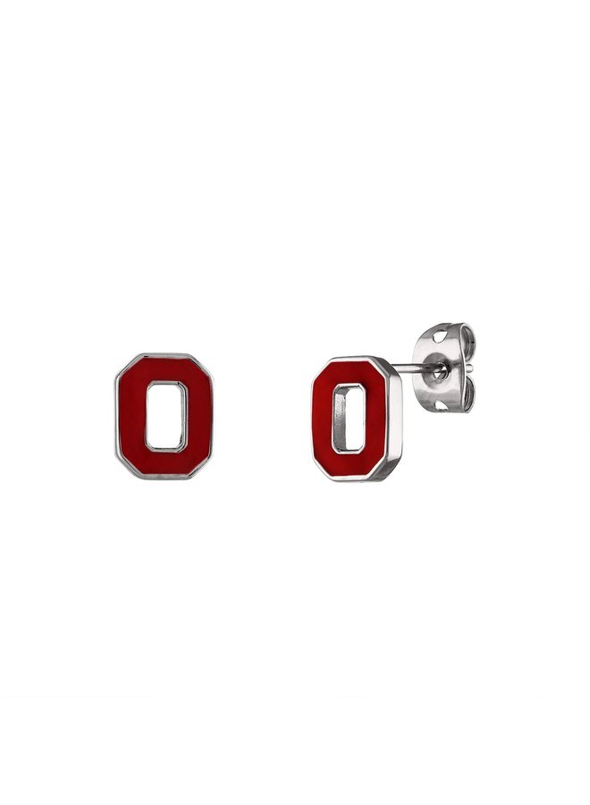 Ohio State Petite Block O Stud Earrings  Stainless Steel