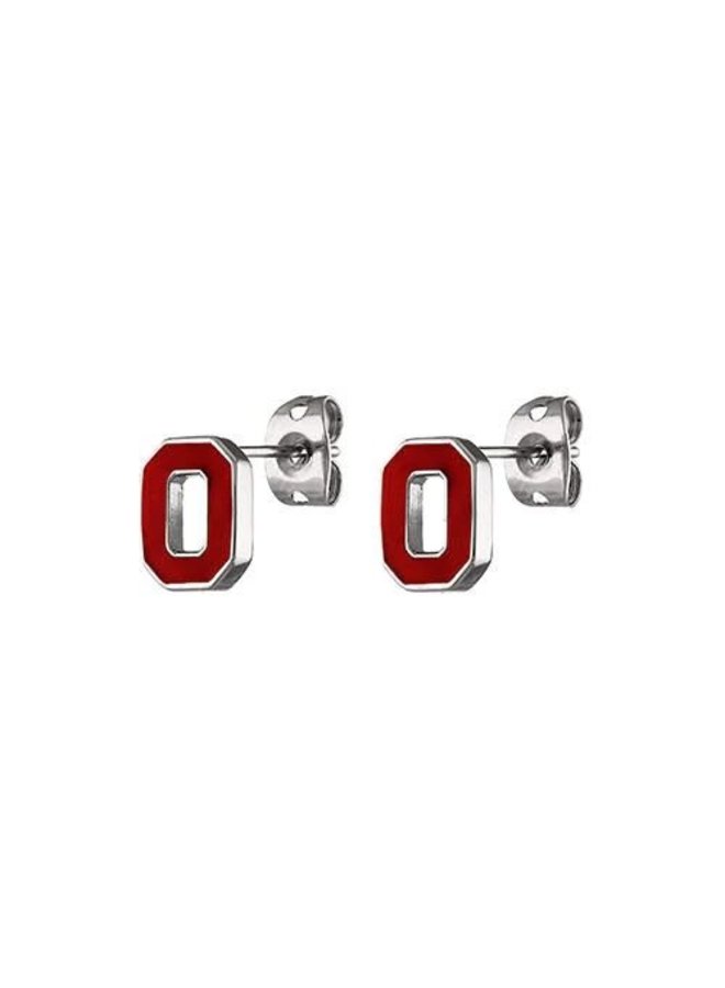 Ohio State Petite Block O Stud Earrings  Stainless Steel