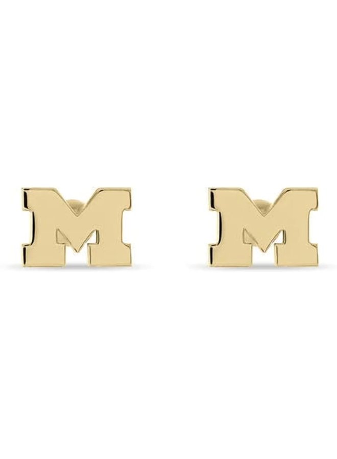 Michigan Gold Block M Stud Earrings
