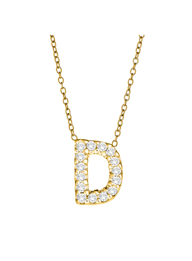 Silver and Diamond Initial Necklace Gold-