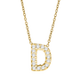 Silver and Diamond Initial Necklace Gold-