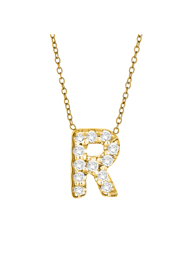 Silver and Diamond Initial Necklace Gold-
