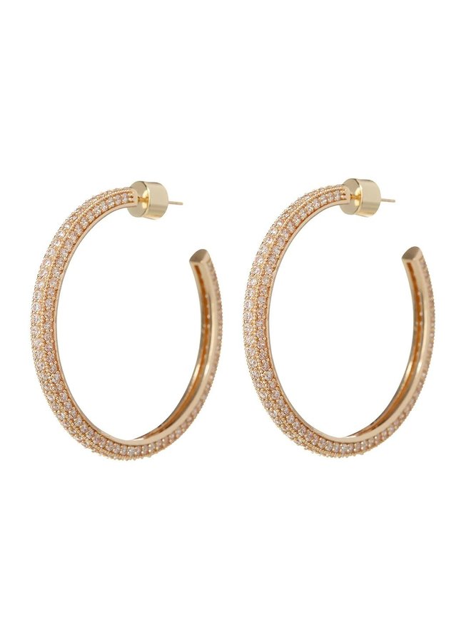Pave Josephine Hoops - Gold