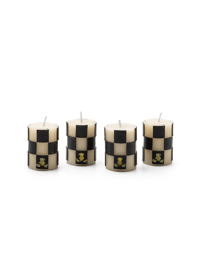 Check Votives - Black & Ivory - Set of 4