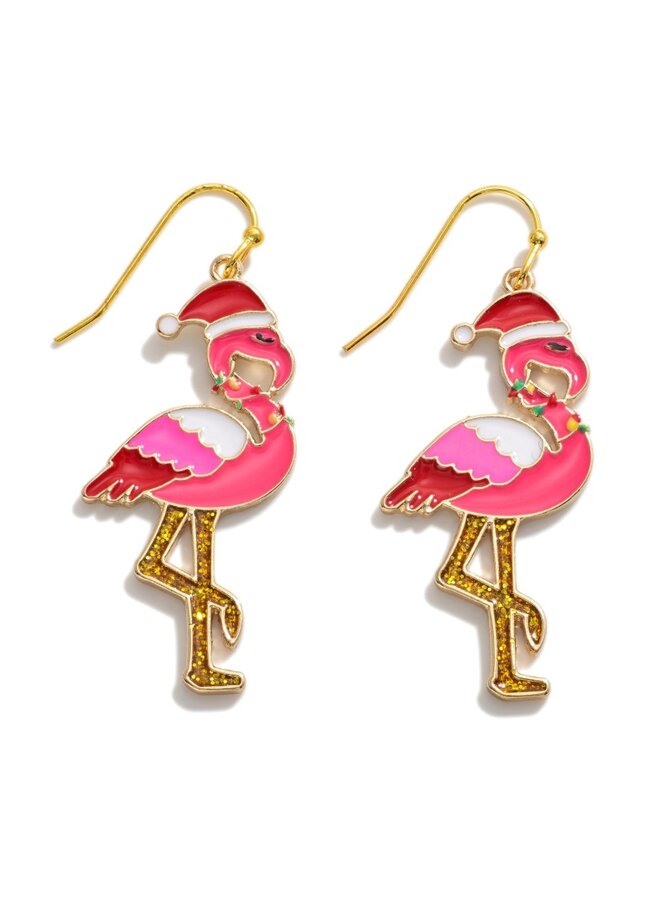 Flamingo Christmas Earrings