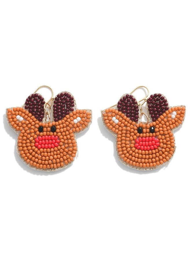 Seed Bead Reindeer Earrings