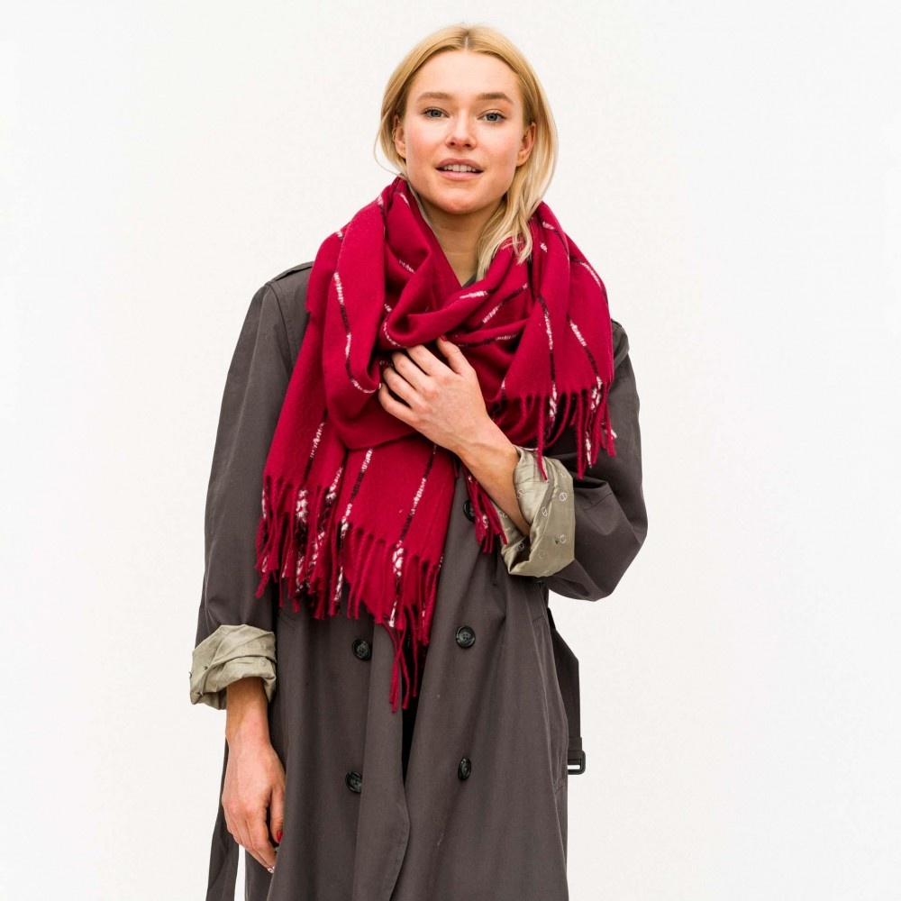Maroon fringe scarf deals