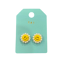 Yellow Smiley Face White Pearl Studs