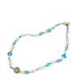 Painted Blue Smiley Freshwater Pearl Necklace