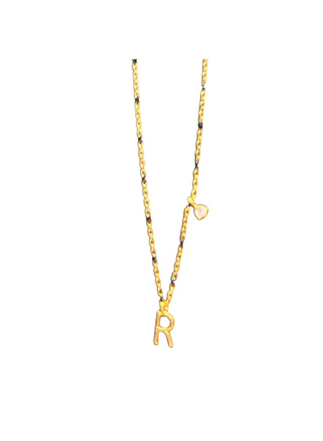 14K Yellow Gold Vermeil Three Charm Initial Necklace - Multiple Letters  Available | vivatumusica.com