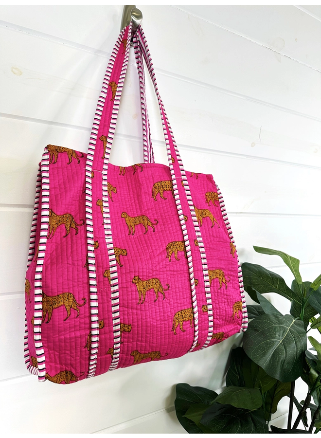 Cotton Quilted Print Tote