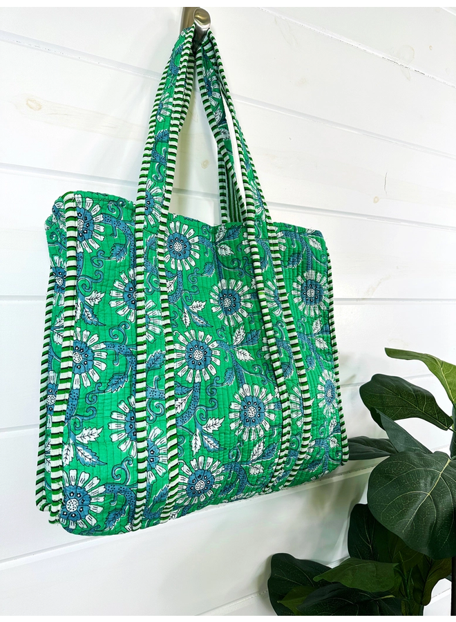 Cotton Quilted Print Tote