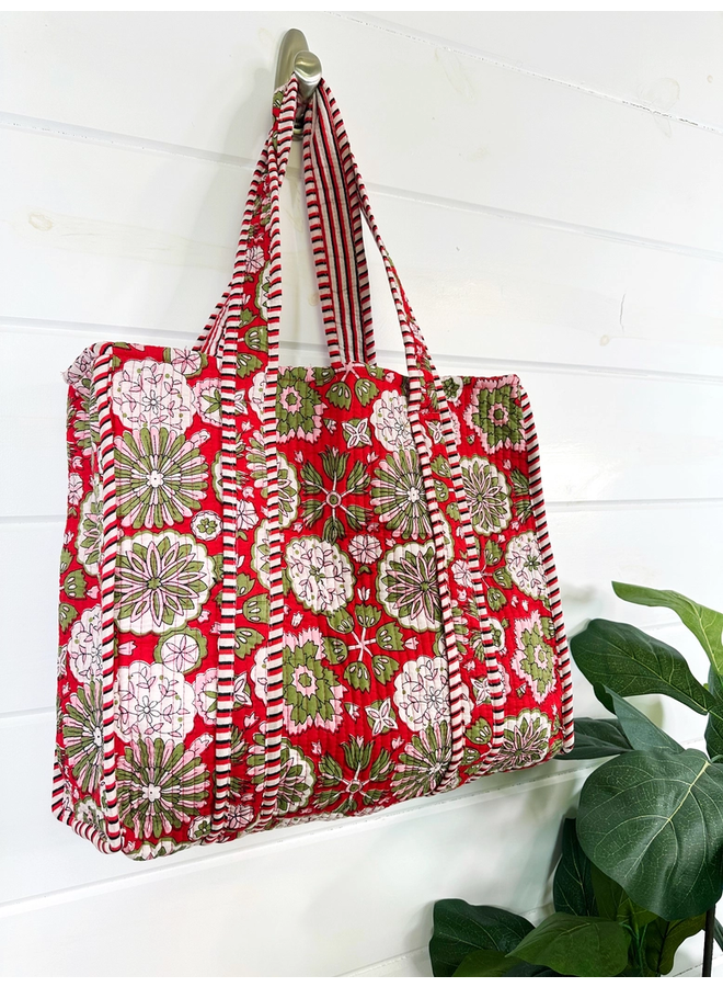 Cotton Quilted Print Tote