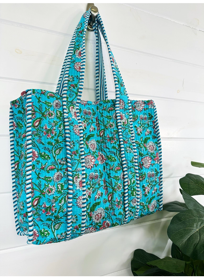 Cotton Quilted Print Tote
