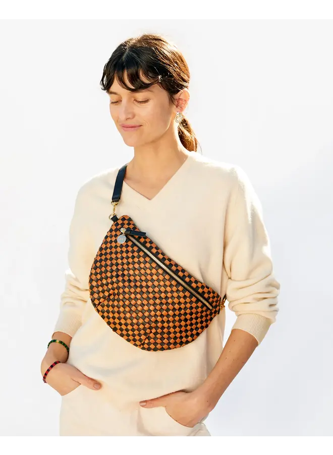 Grande Fanny Black & Natural Woven Checker