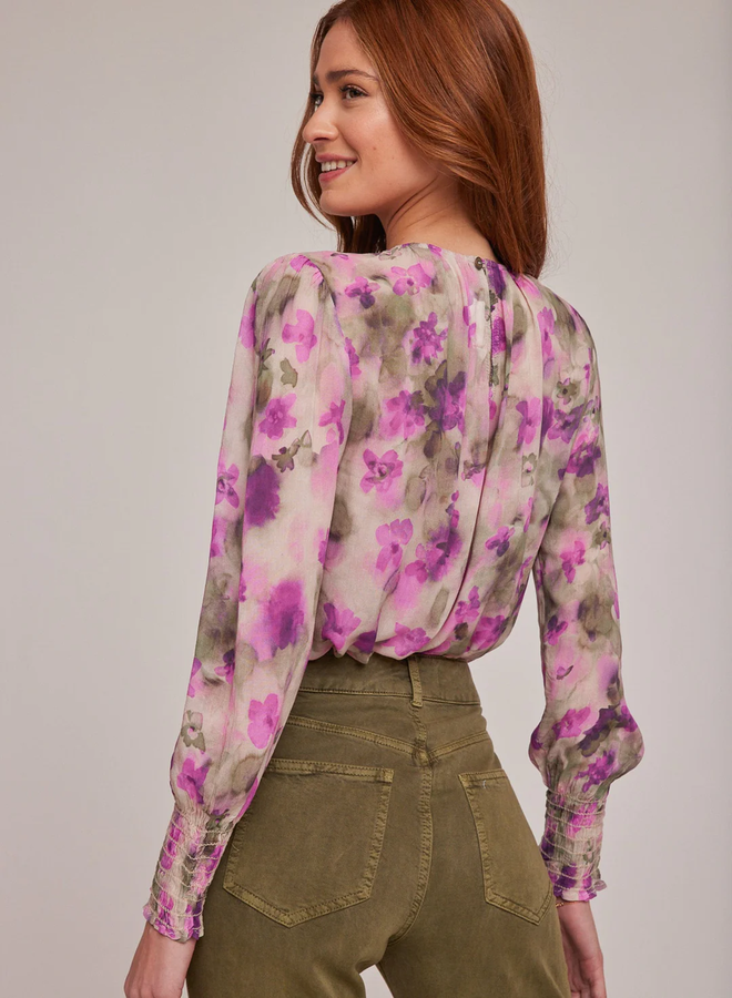 Smocked Sleeve Blouse Floral Camo