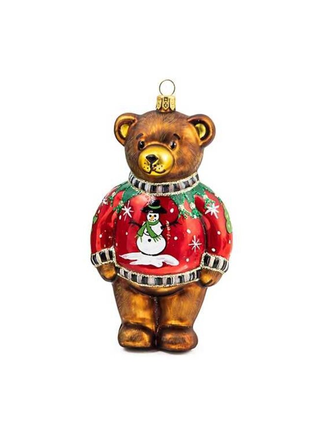 Glass Ornament - Ugly Sweater Bear