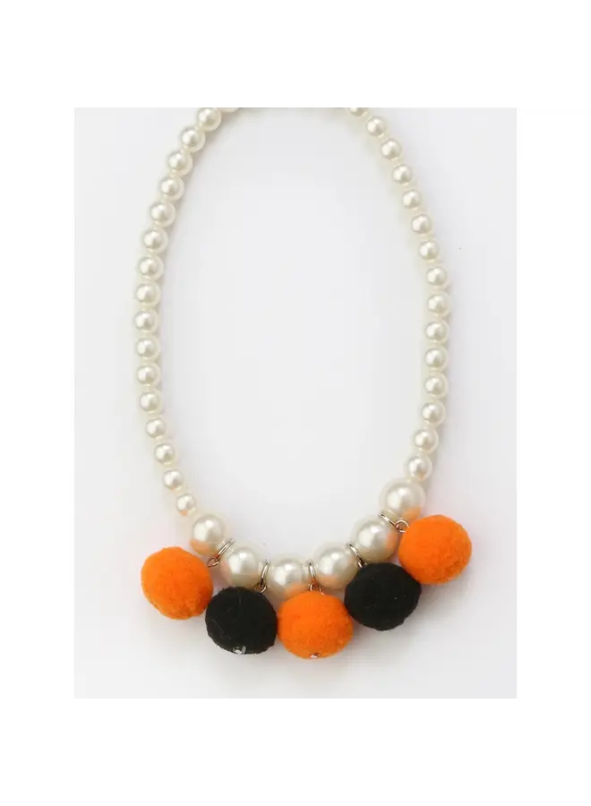 Black and Orange Pom Pom Necklace