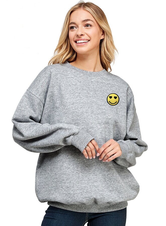 Fleece Smiley Oversized Sweatshirt
