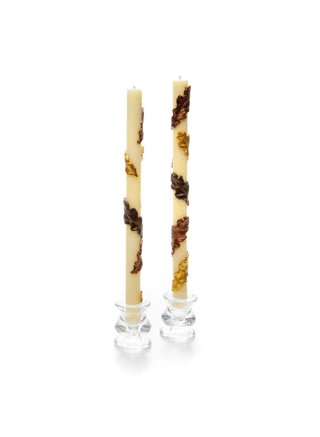 Falling Leaves Dinner Candles - Set of 2