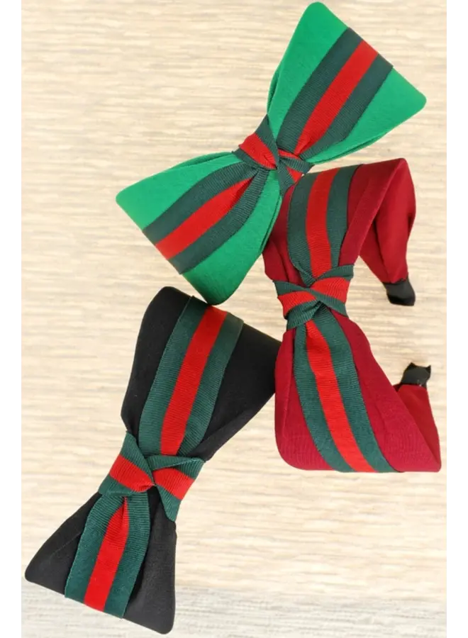 Knotted Bow with Stripe Headband -