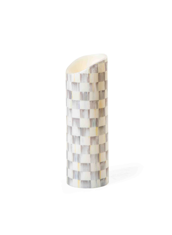 Sterling Check Flicker 9" Pillar Candle