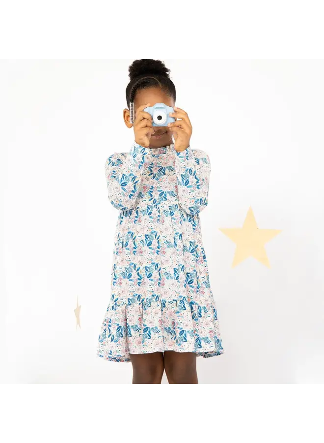Once & Floral Toddler Neck Ruffle LS Dress