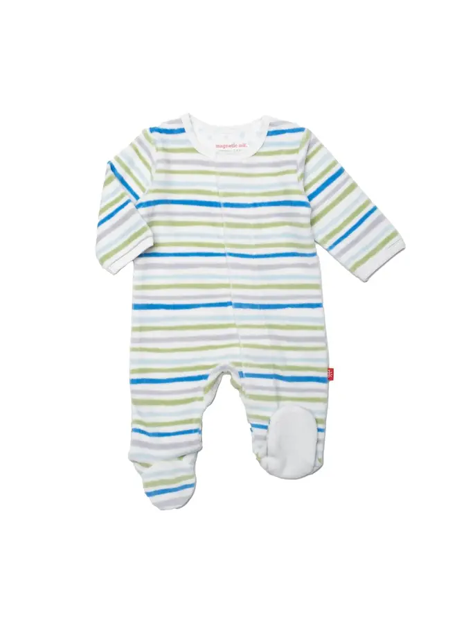 Boy Multi Stripes Velour Footie