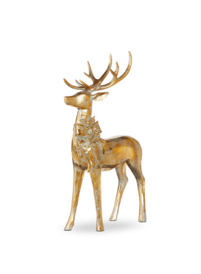 16.75" Aged Gold Deer with Bow