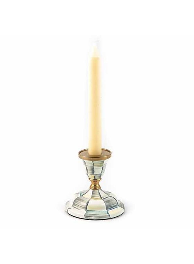 Sterling Check Short Enamel Candlestick