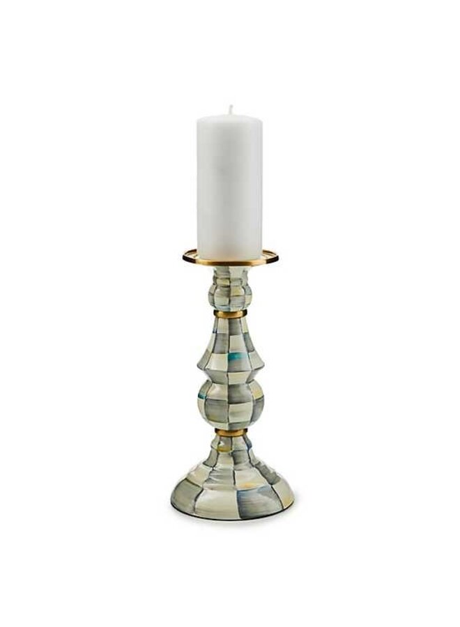 Sterling Check Large  Pillar Candlestick