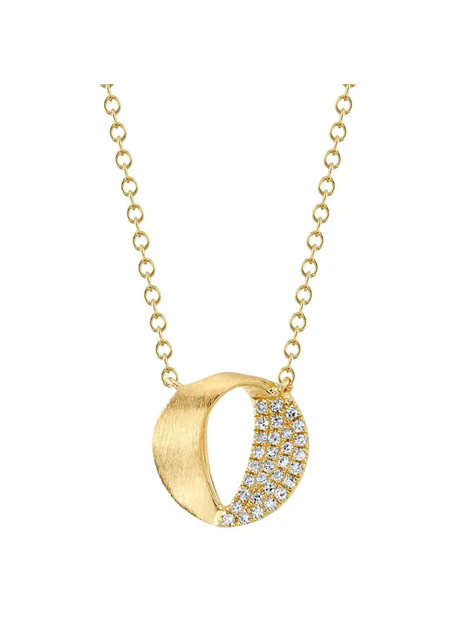 0.07ct 14KYG Diamond Mobius Circle Necklace