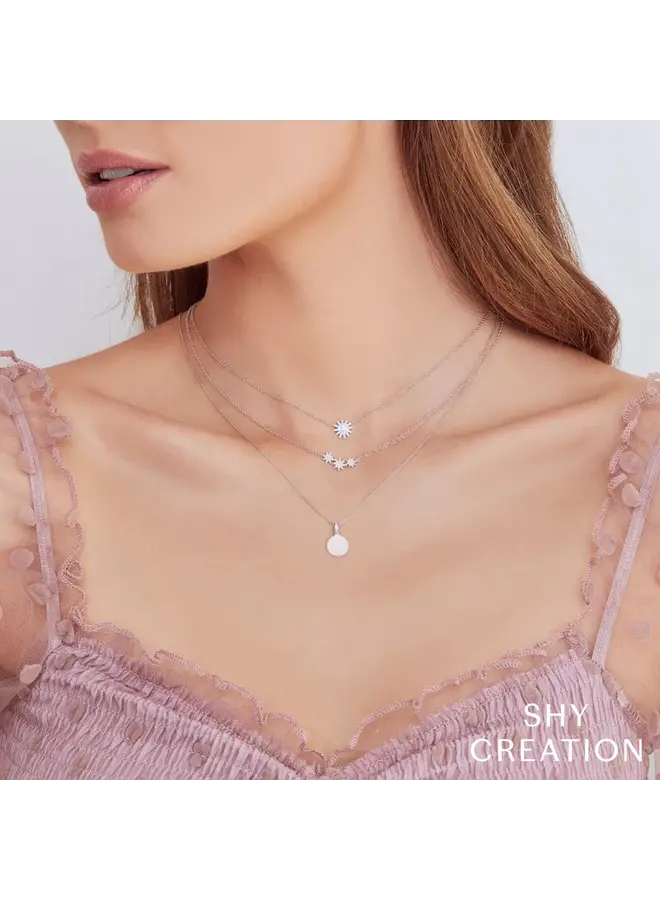 0.09ct 14KYG Diamond Star Necklace