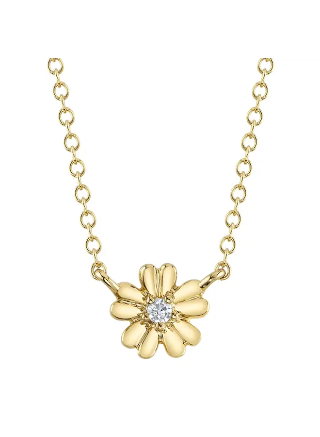 0.03ct 14KYG Diamond Flower Necklace