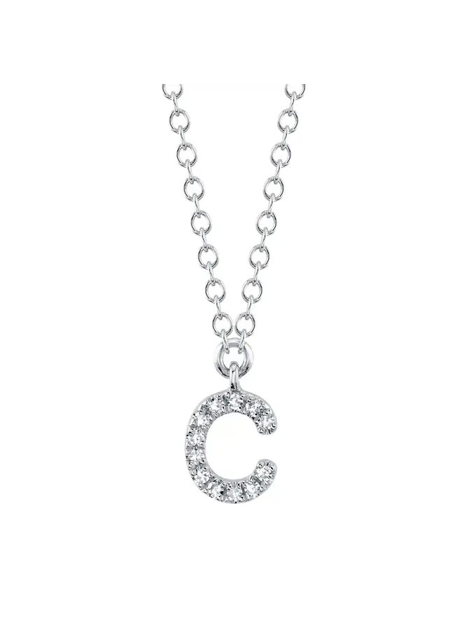 0.40ct 14KWG Diamond Necklace - Initial C