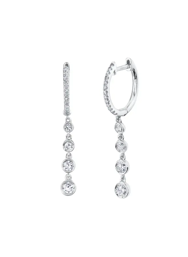 0.45ct 14K White Gold Triple Diamond Drop Earrings