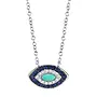 0.05ct Diamond & 0.20ct Blue Sapphire Turquoise WG Eye Necklace