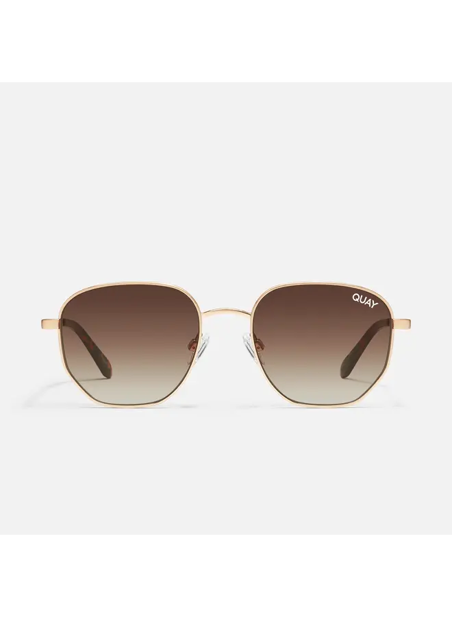 Big Time Sunglasses - Brushed Gold Frame/Brown Lens