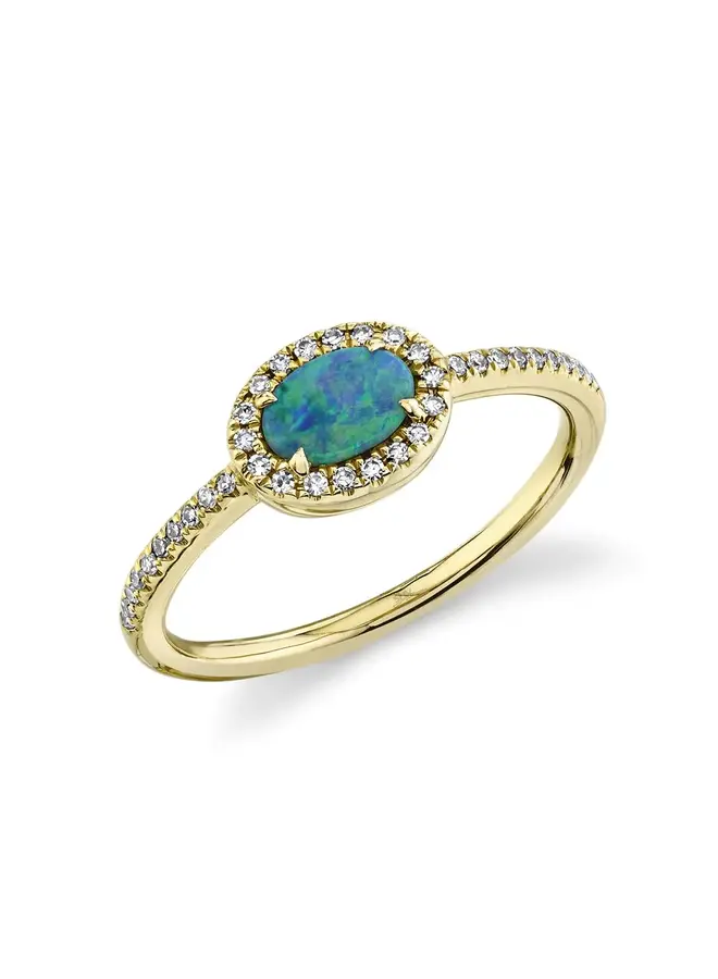 0.12ct Diamond & 0.33ct Opal 14KYG Lady's Rings