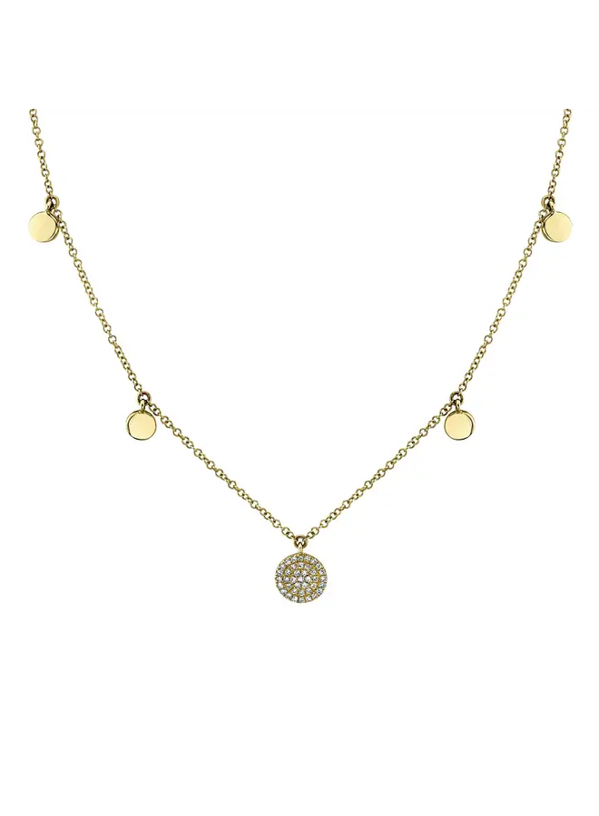 14KYG Diamond Pave Circle Necklace (0.09ct)