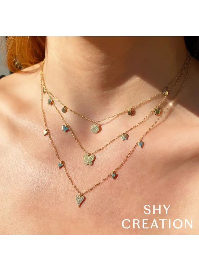 14KYG Diamond Pave Circle Necklace (0.09ct)