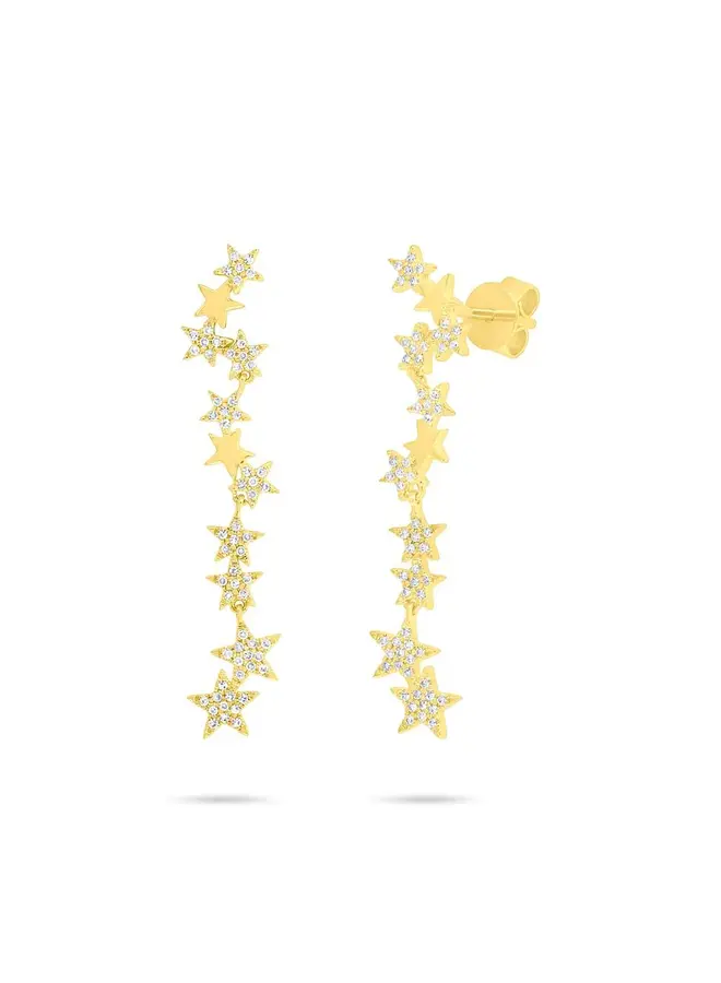 0.23ct 14K Yellow Gold Diamond Star Earrings