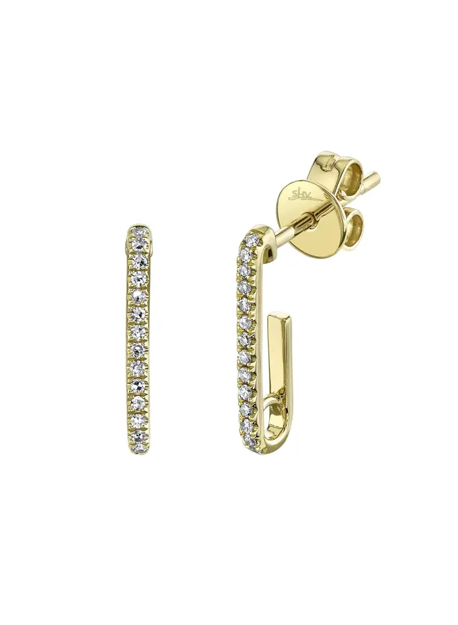 0.08ct 14K Yellow Gold Mini Paper Clip Earrings