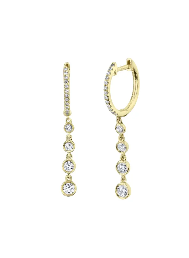 0.45ct 14K Yellow Gold Triple Diamond Drop Earrings
