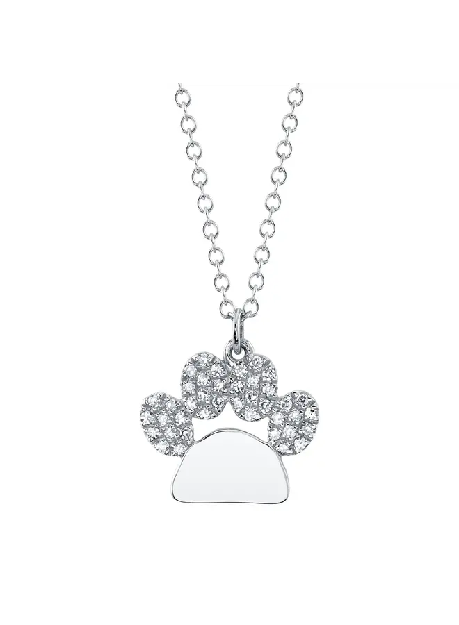 14K WG Diamond Paw Necklace (0.09CT)